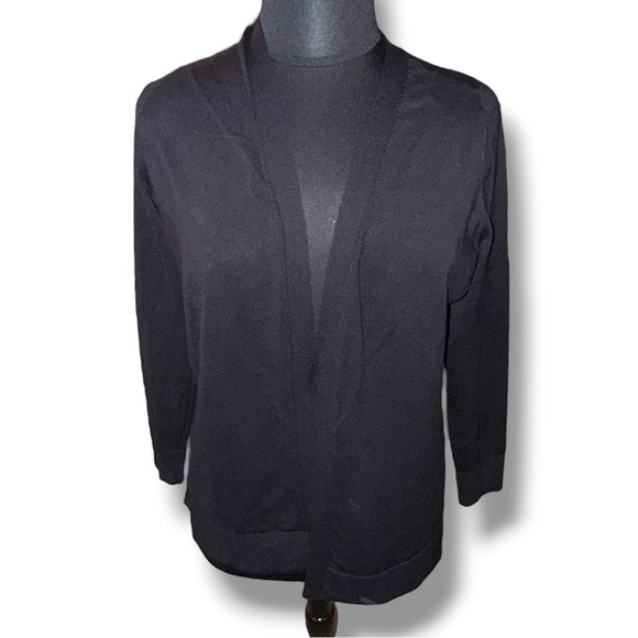 LANE BRYANT Modern Long-Sleeve Open-Front Cardigan - Black 14/16 - Picture 3 of 11